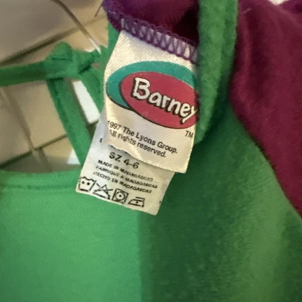 Barney Dinosaur Costume Suit‎ 1990s Vintage Youth Size 4-6 Unisex
